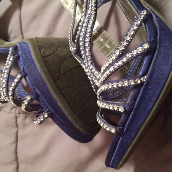 Royal Blue Fioni Night Rhinestone Strappy Heels - Picture 8 of 11